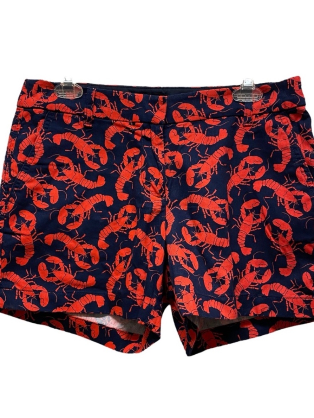 J. Crew Novelty Lobster Print Chino Shorts Navy Red Size 6